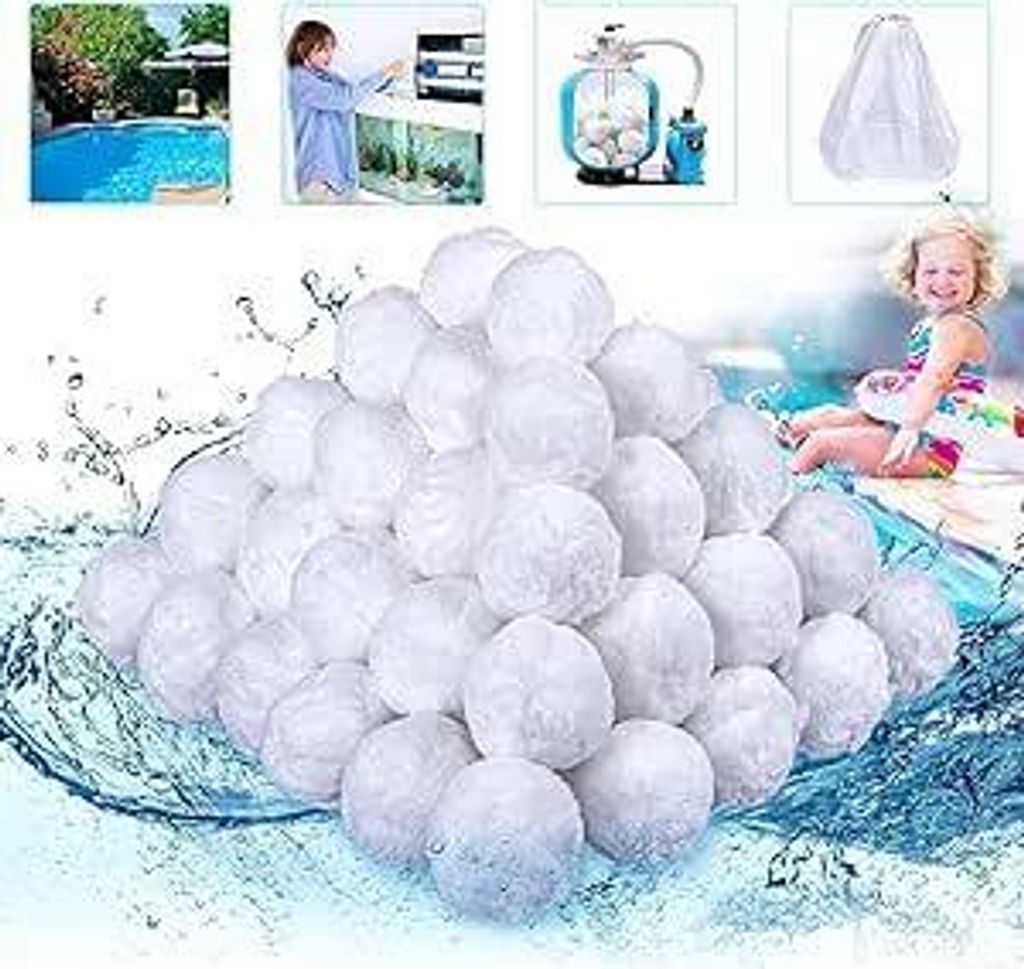 Filterbälle Pool 700g, Medienfilterbälle für Schwimmbad,Filterballs Kann 25kg Filtersand Ersetzen, Filterball für Schwimmbäder für Sandfilter...