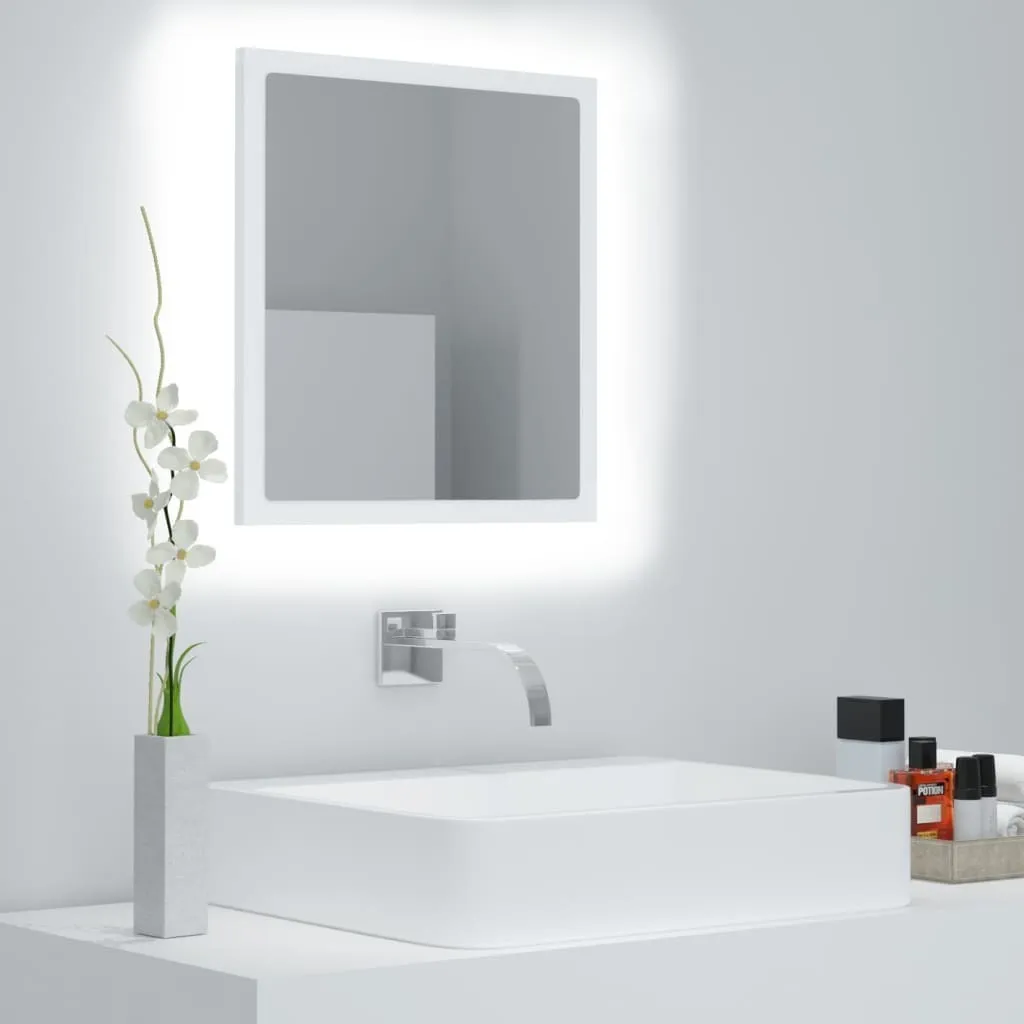 Specchio LED 40x8,5x37 cm Acrilico Bianco - Design Minimal per Bagno