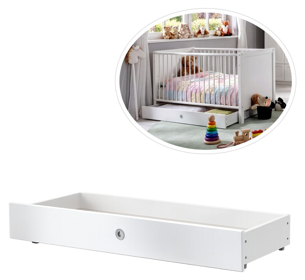 Babyzimmer-Set Zubehör: Bettschubkasten für Babybett, Landhausstil Weiß / 22800-02