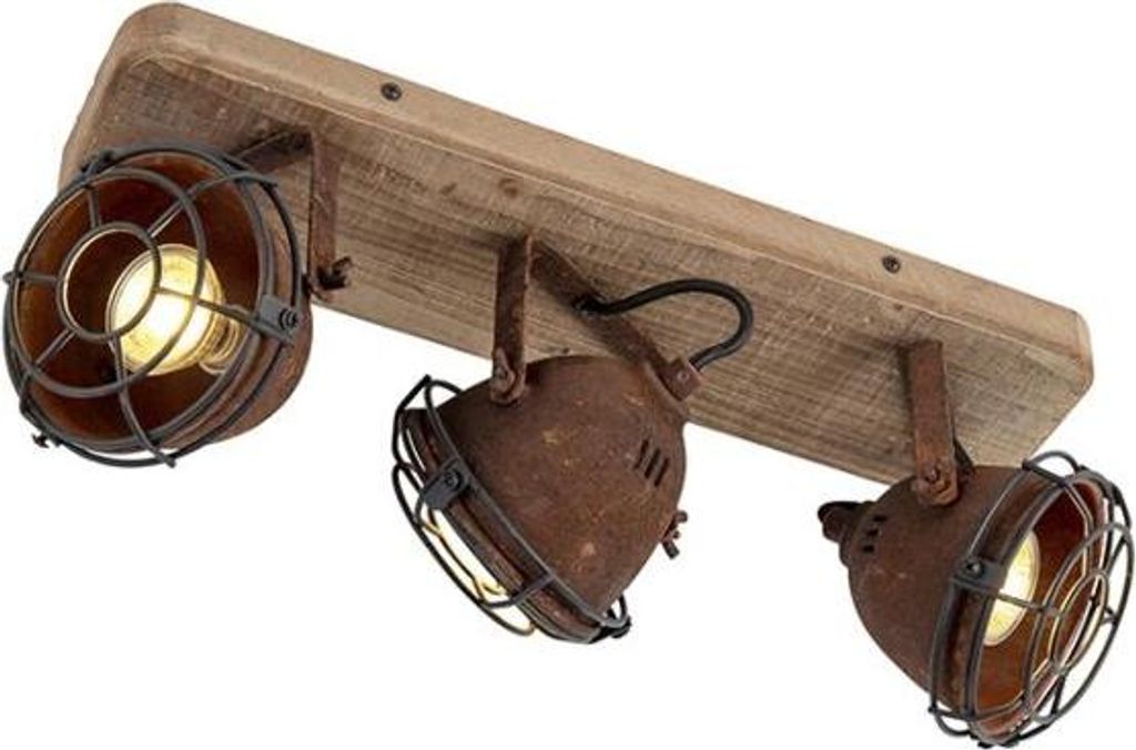 QAZQA - Industrie I Vintage I Smarter Spot I Spotlight I Deckenspot I Deckenstrahler I Strahler I Lampe I Leuchte Rostbraun Verstellbar Inkl. 3-fla...