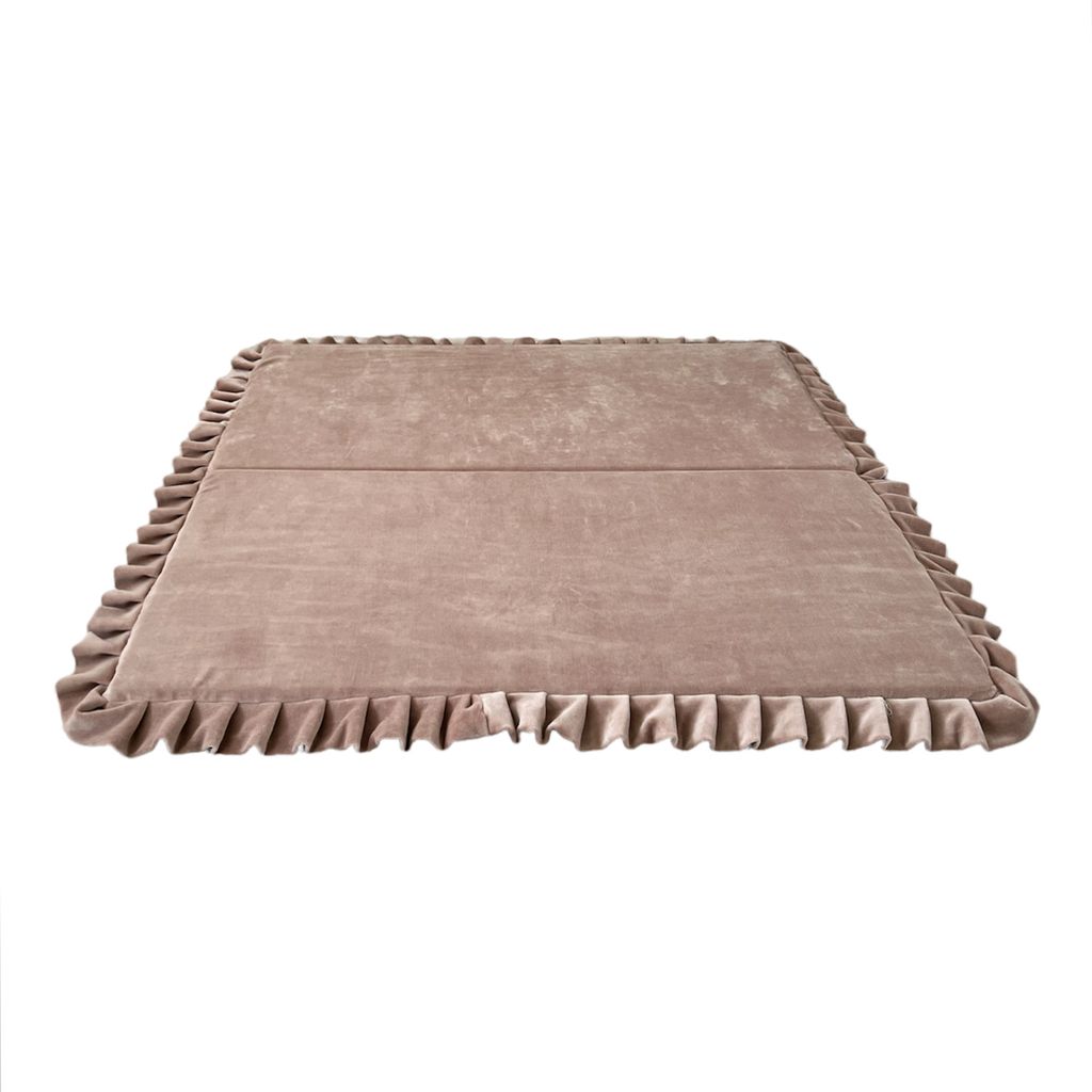 Monio for Kids - Beige Quadratische XXL Spielmatte aus Weicher Samt Kinder abnehmbarem Bezug Babyspielmatte Kuschelmatte Waschbar Kinderzimmer