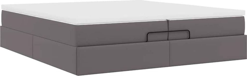 Ottoman-Bett mit Matratzen Grau 200x200 cm Kunstleder