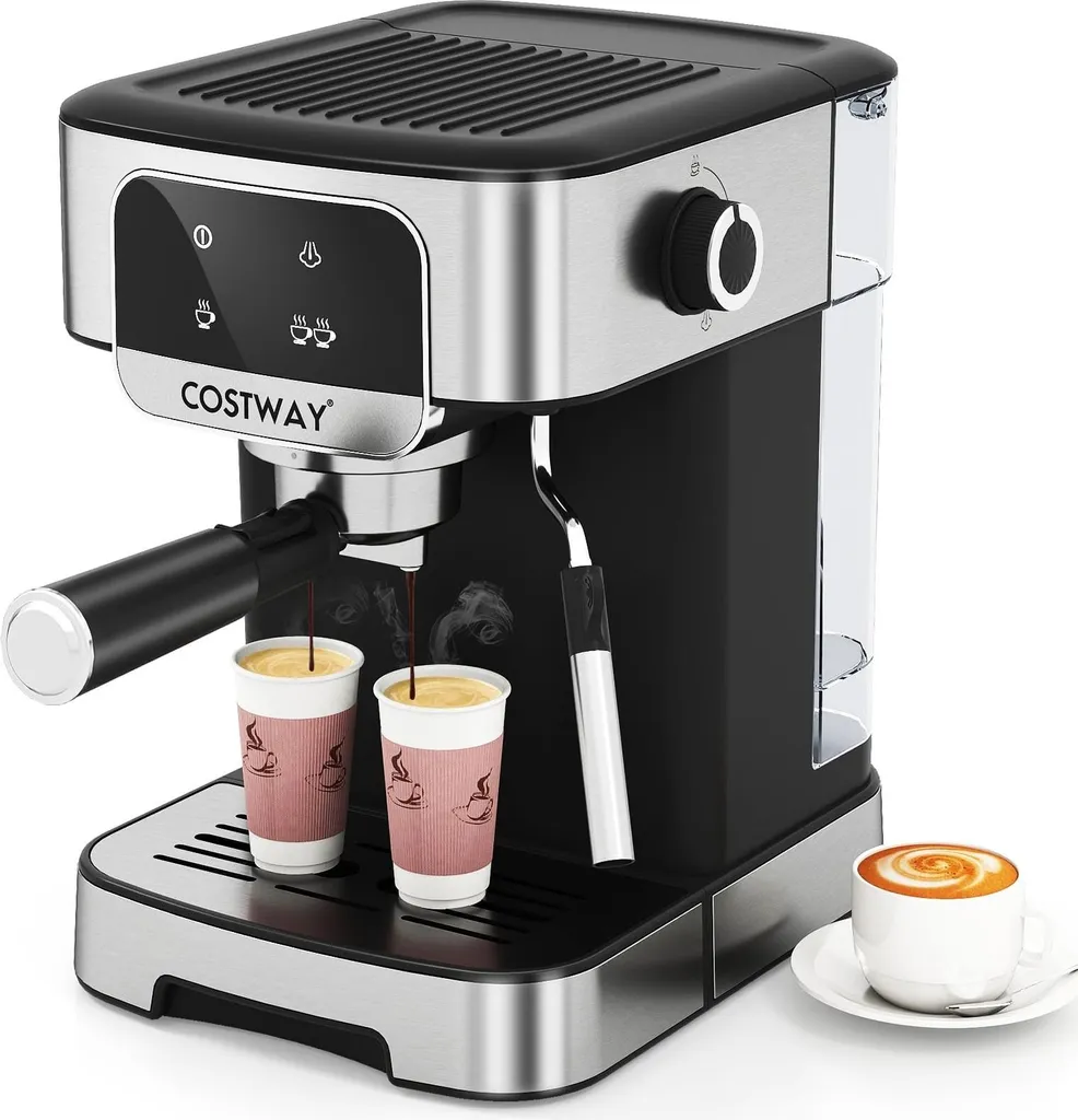 Cafetière expresso avec buse vapeur inox et grand réservoir d'eau 1,8L