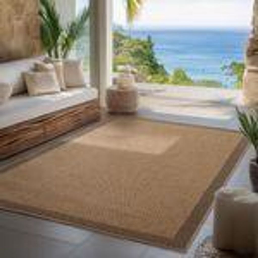 Carpettex Indoor Outdoor Teppich wetterfest, robust, Modern Boho Design, Küche, Terrasse, Garten, Balkon, Größe: 140 x 200 cm, Farbe: Beige-2