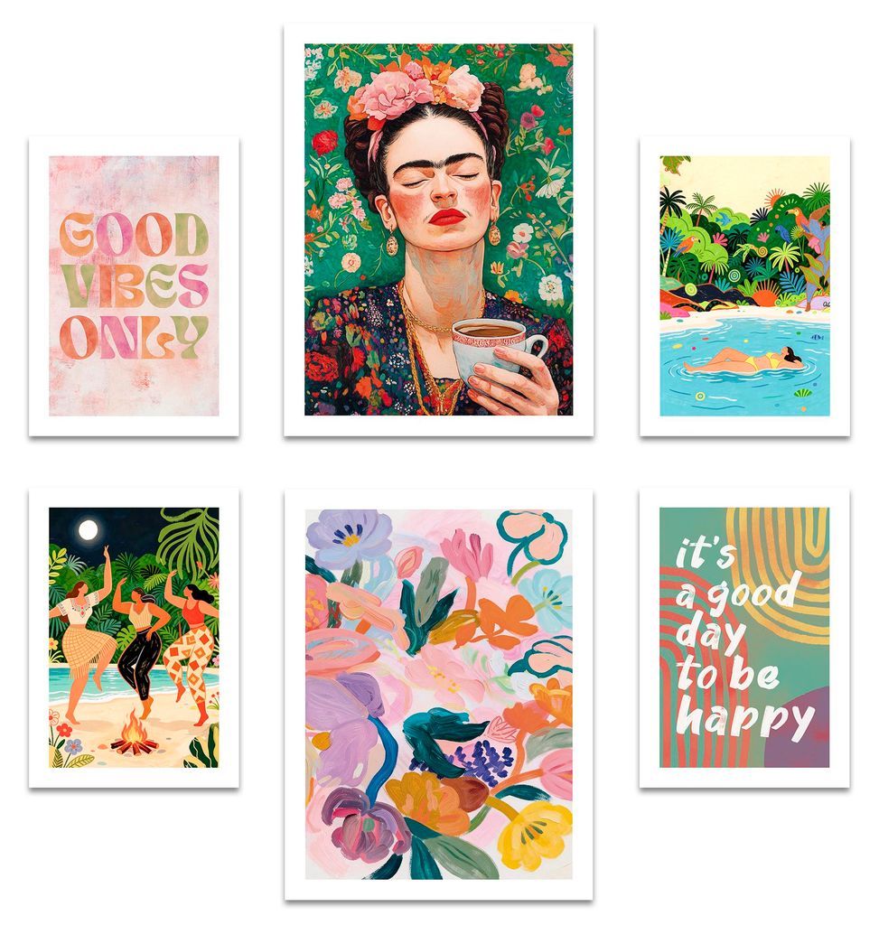 ARTFAVES Poster Set - Mixed Arts I mehrteilige Bilderwand für Wohnzimmer, Schlafzimmer I Wandbilder Abstrakte-Kunst I ohne Bilderrahmen