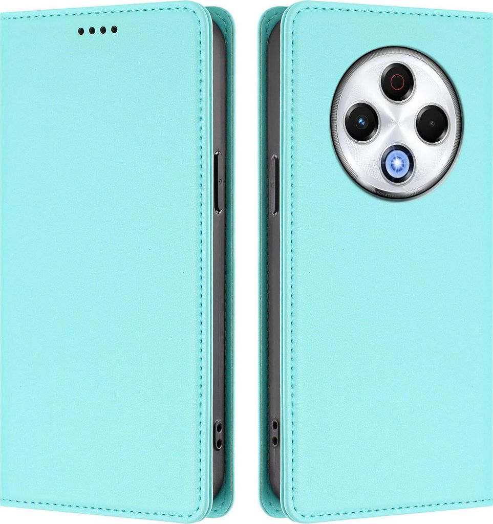 Handyhülle für Tecno Spark 30 4G, Kunstleder Klapphülle Stoßfeste Magnetische Hülle mit Ständer Türkis