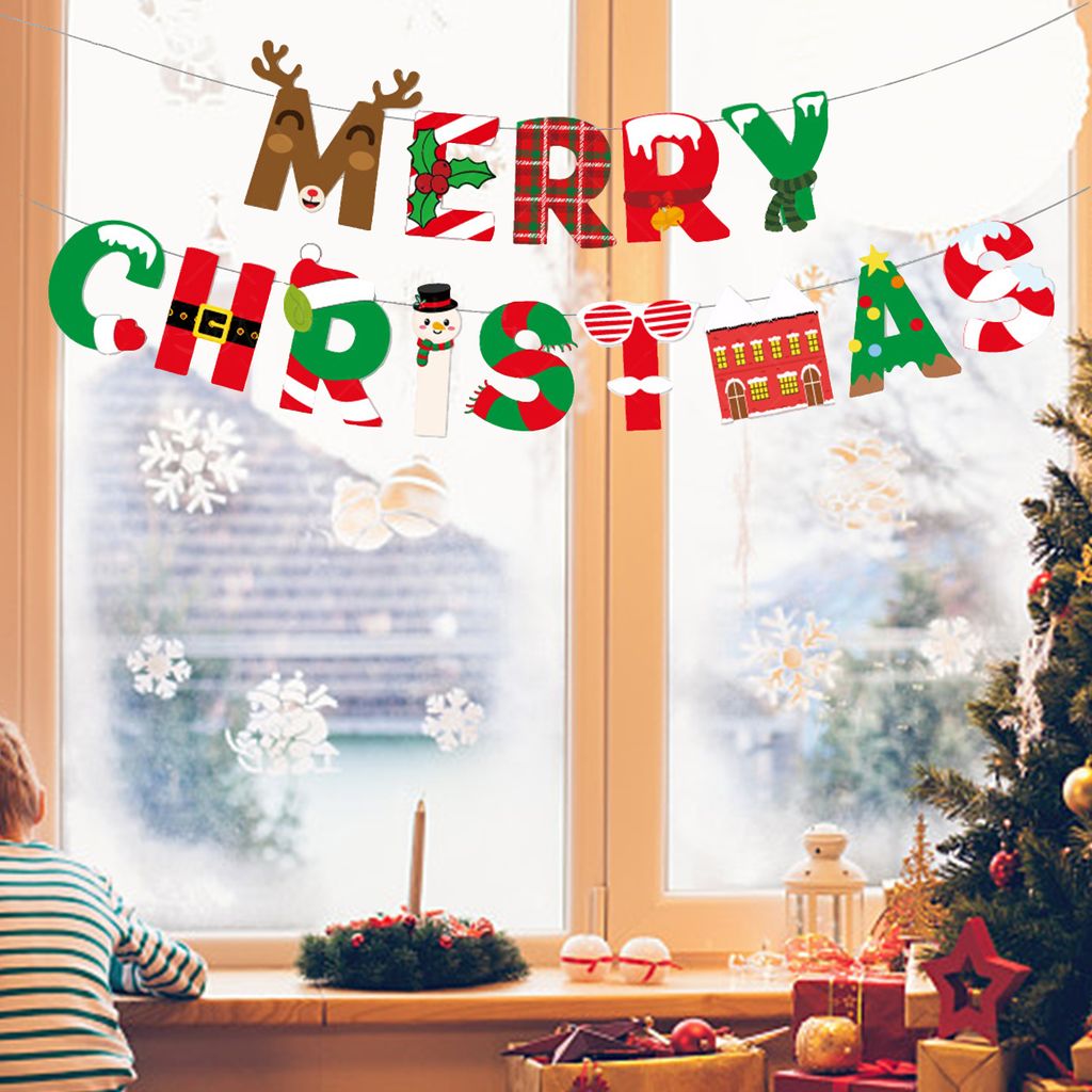 1 Set Christmas Banner Cartoon Brief Print Dekorative Papier Wohnzimmer Hanges Amme Home Decor für Urlaub