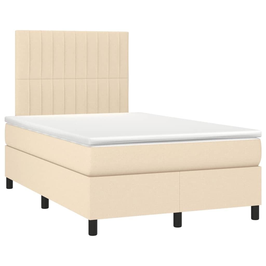 Design Boxspringbett mit Matratze & LED Creme 120x190 cm Stoff, Klassische Betten 2024 Neu