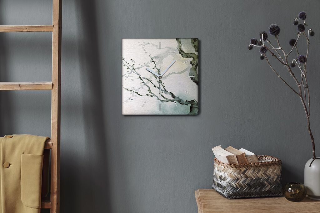 Coloray Hodiny Unikátní 30x30 cm Tiché hodiny Pro obývací pokoj a kuchyň Nástěnné hodiny Plátno Bílé ručičky hodin - Art Ink Ink Kirs...