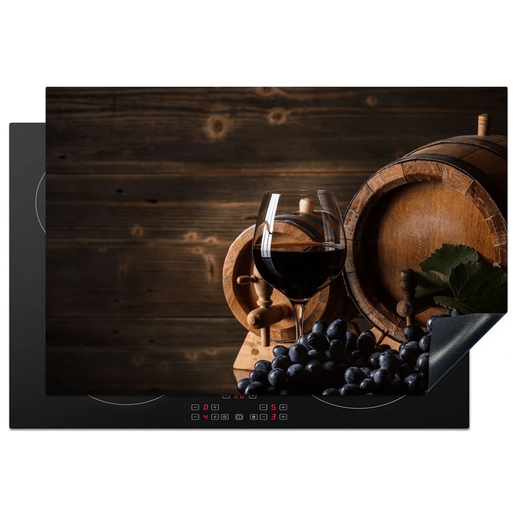 KitchenYeah Herdabdeckplatte Induktionsschutz - Wein - Induktionsmatte - Weinglas , 77x51cm, Küche Deko, Glaskeramikkochfeld Herdabdeckung, Abde...