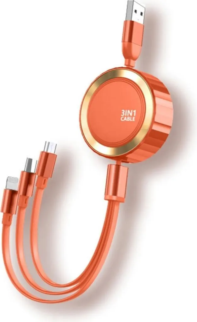 Cavo Multiplo Eko 3 in 1 Retrattile 3A | USB-C Micro-USB e Lightning 1.2m