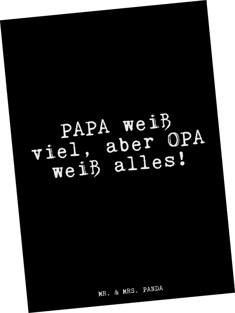 Mr. & Mrs. Panda Postkarte PAPA weiß viel, aber... - Schwarz - Geschenk, Ansichtskarten, Opa, Sprüche, kunstkarte, Postkarten, Grußkarte, Gesche...