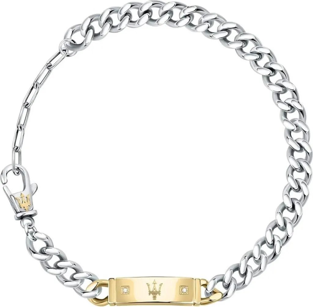 Maserati JM221ATY07 Bracciale Catena Acciaio Oro Giallo e Diamante
