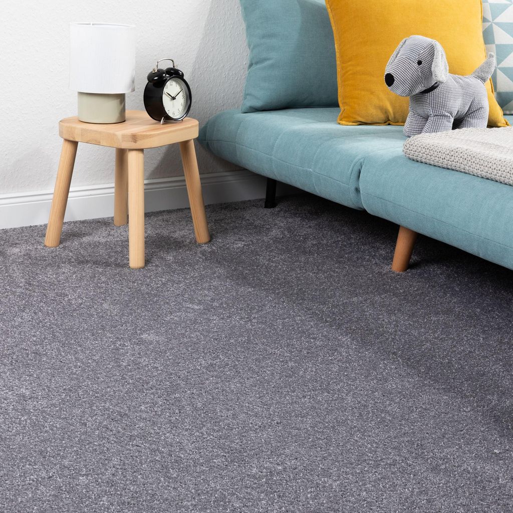 Steffensmeier Teppichboden Korsika Meterware | Auslegware für Kinderzimmer Wohnzimmer Schlafzimmer | Grau, Größe: 200x900 cm