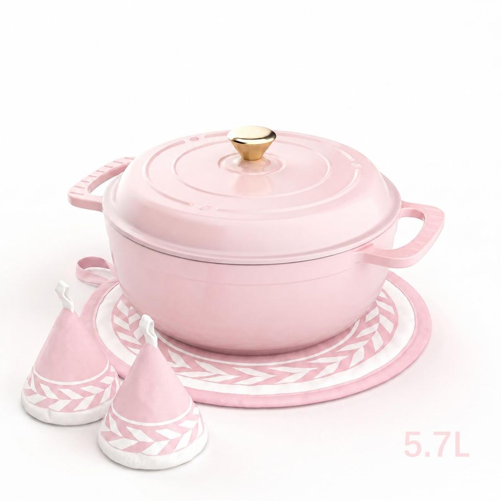 5,7 L Gusseisentopf (Farbverlauf in Rosa) – Inklusive