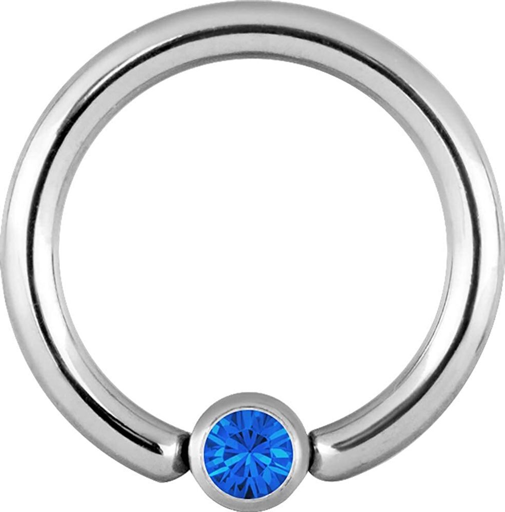 Karisma Titan G23 Lippenbändchen Piercing Stein Abgeflacht Flat Back 8mm- Blau