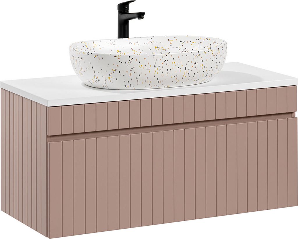 Waschtisch 100.4cm Zelie mit 1 Schublade, Rose