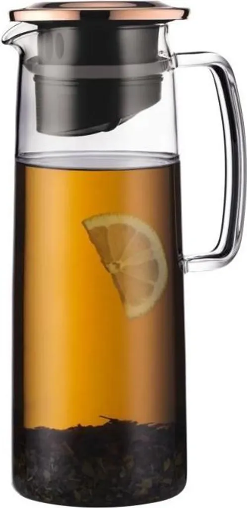 Caraffa in vetro con infusore, BODUM Biasca, coperchio in rame con filtro, 1,2 L, trasparente