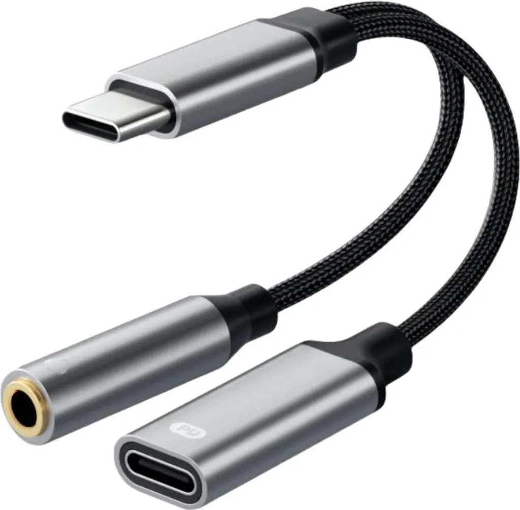 Adattatore Audio USB C a Jack 3.5mm + Carica 60W INF - Argento