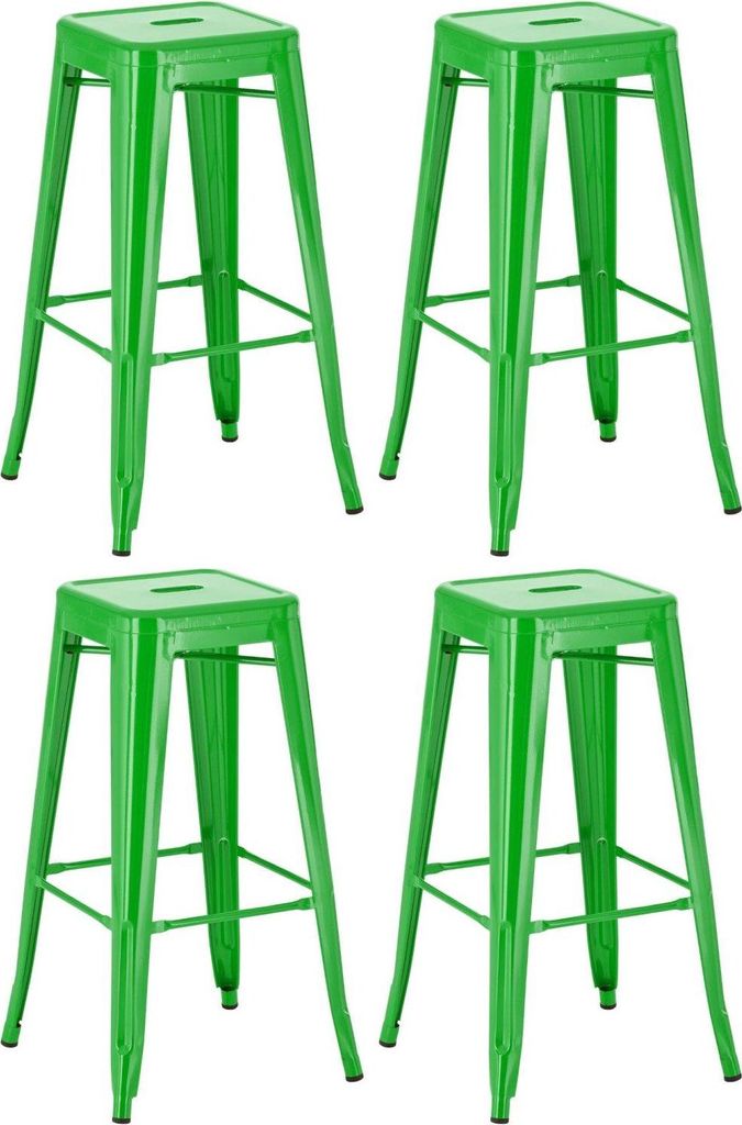 4-teiliges Barhocker-Set - Hochhocker - Stapelbares Design, platzsparend und langlebig | Farbe: Grün