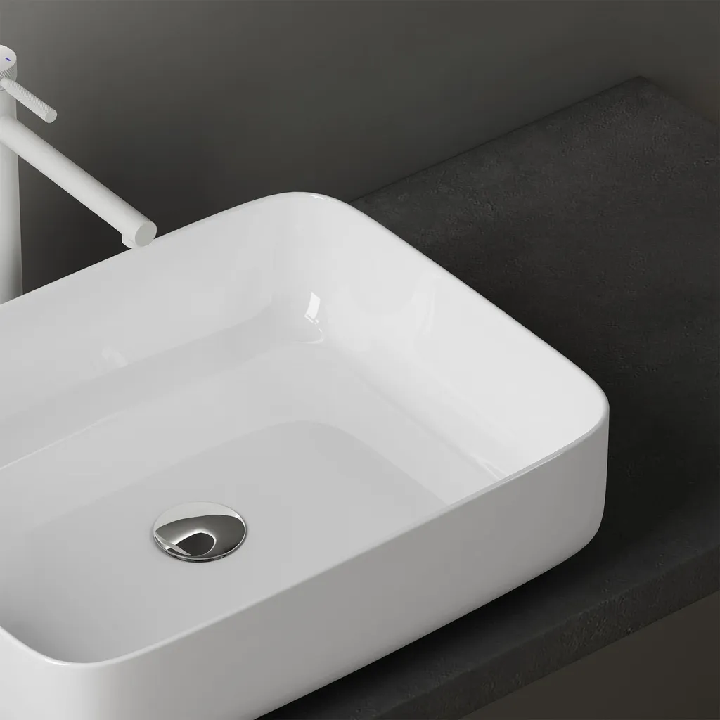Vasque à Poser avec Revêtement NANO Easy Clean Céramique Blanche 38cm - 6