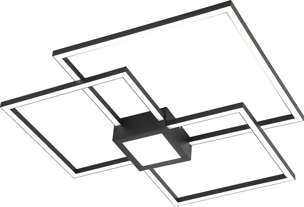 Grand Plafonnier Carré LED 66cm Noir et Blanc pour Salon Moderne
