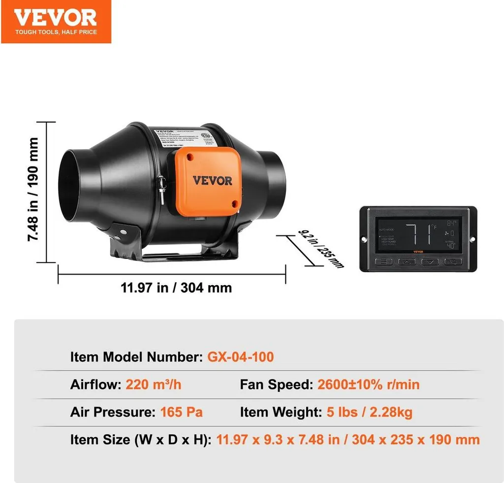 Kit ventilation pour culture intérieure et CVC extracteur 100mm - 7