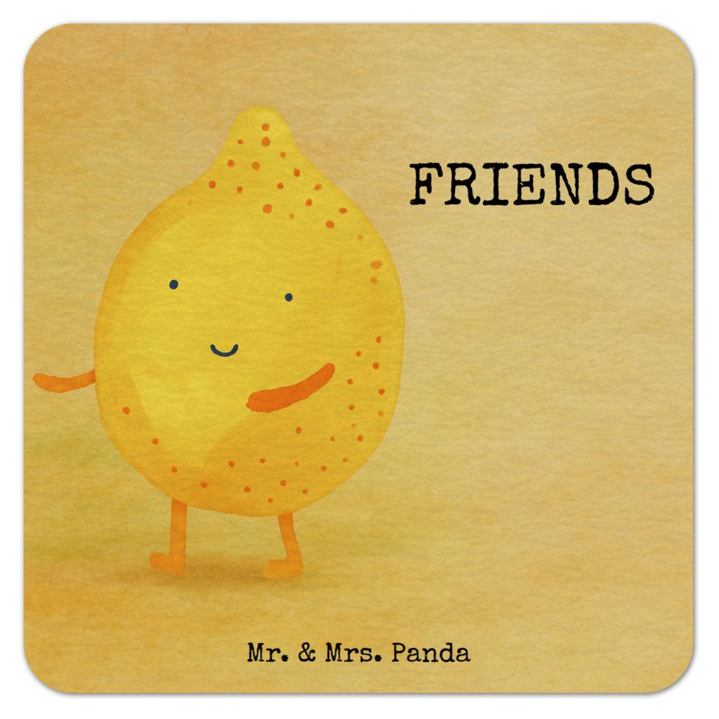 Mr. & Mrs. Panda Bierfilzl Beste Freunde Zitrone Design 100er Set - Weiß - Geschenk, Bierdeckel, Getränkeuntersetzer, bieruntersetzer, Lustige Sp...