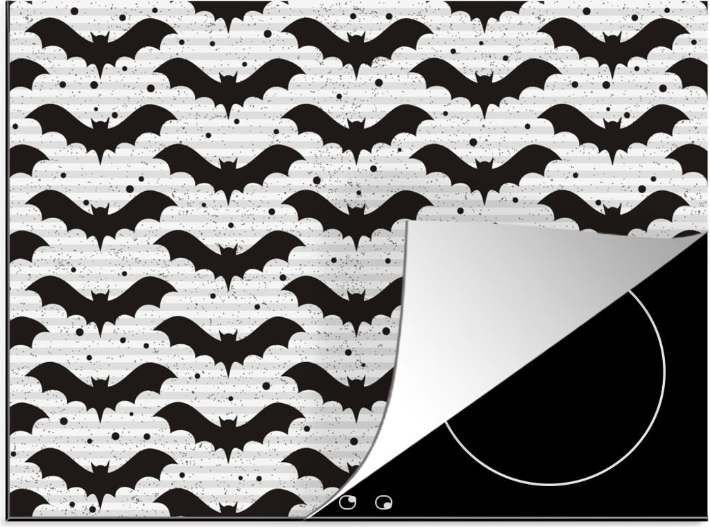 KitchenYeah Herdabdeckplatte Fledermaus - Muster - Halloween , 71x52cm, Küche Deko, Glaskeramikkochfeld Herdabdeckung, Abdeckplatte fùr Kochfeld