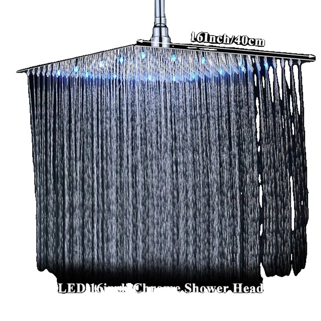 LED-Duschkopf, verchromte Oberfläche, Größe 16 Zoll, 16 LED Produktbild 