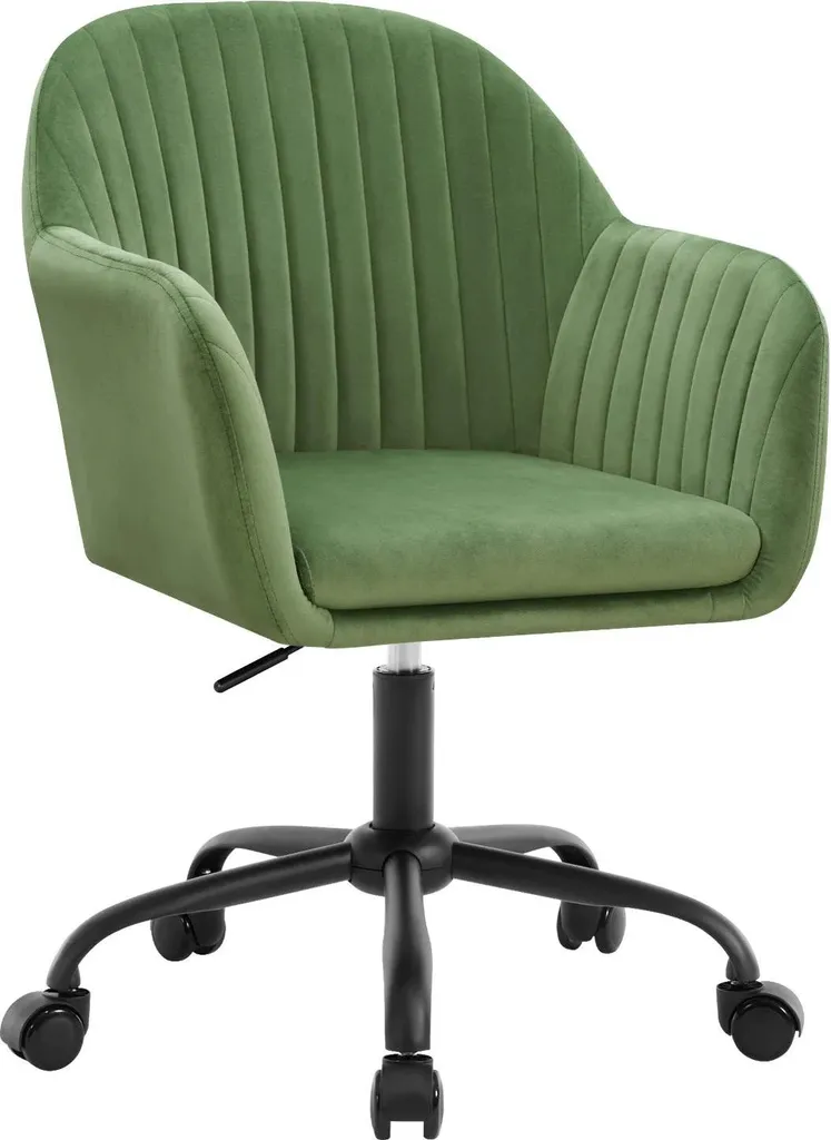 Fauteuil de bureau pivotant à roulettes et dossier haut coloris vert