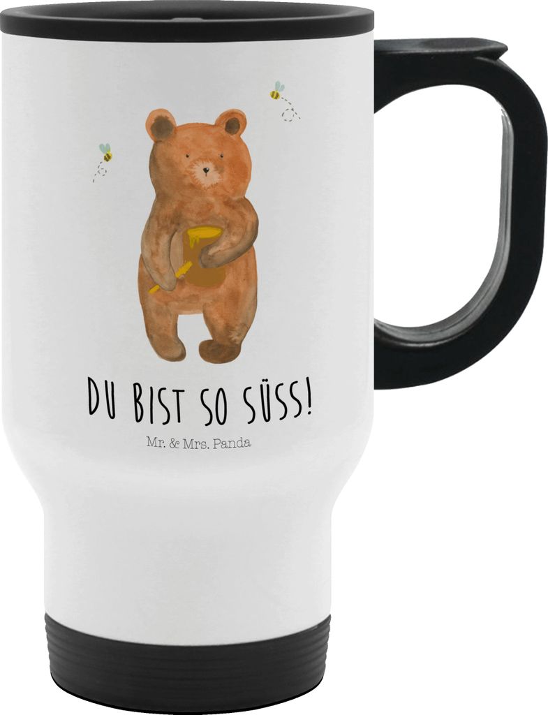 Mr. & Mrs. Panda Isolierbecher Bär Honig - Weiß - Geschenk, Verliebte, Thermobecher, thermosbecher, To Go, Liebe, Teddy, Kaffeebecher, To-Go-Bech...