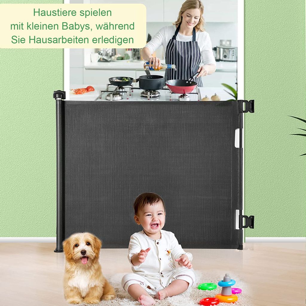 Türschutzgitter, Schwarz 0-150cm Kinderschutzgitter, Produktbild 6