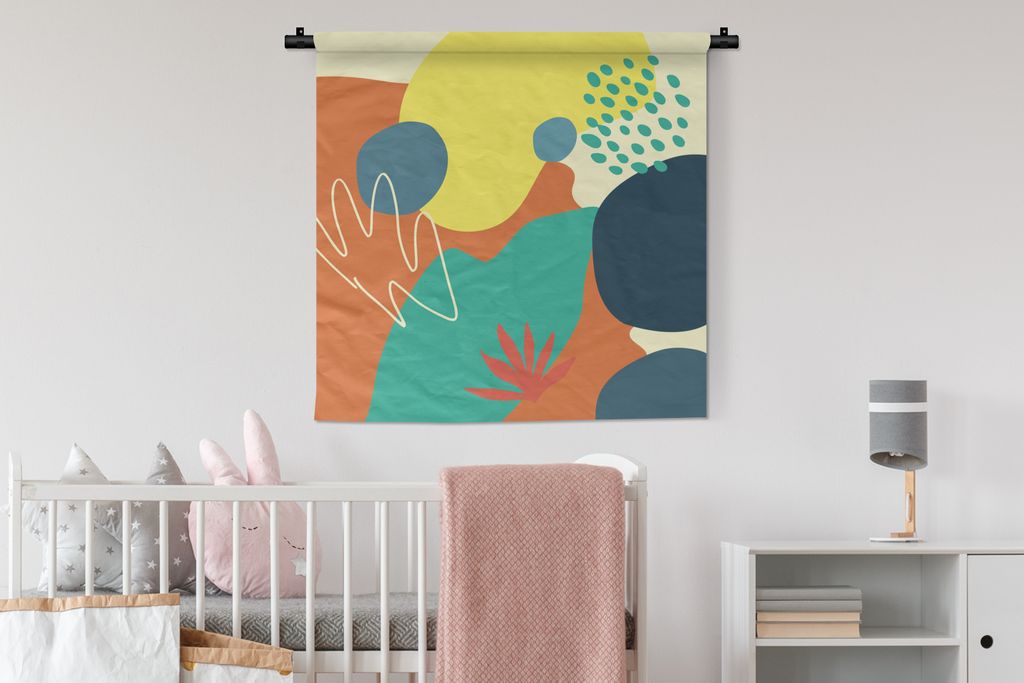 MuchoWow Wandteppich Wandbehang Sommer - Flecken - Abstrakt 90x90 cm Tapisserie Dekoration Wandtuch - Wandaufhänger