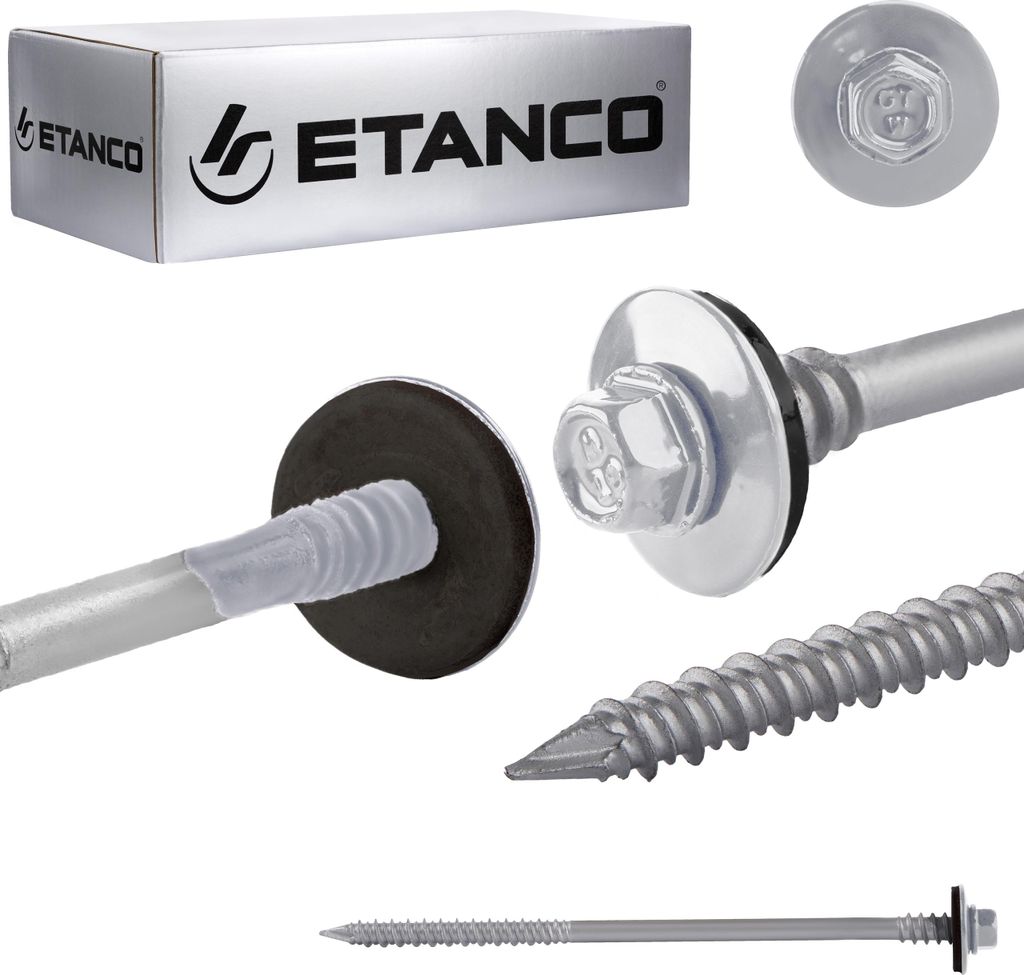 Etanco Sandwichplatten-Schrauben RAL 9006 Holz Beton 160 mm 100 St.