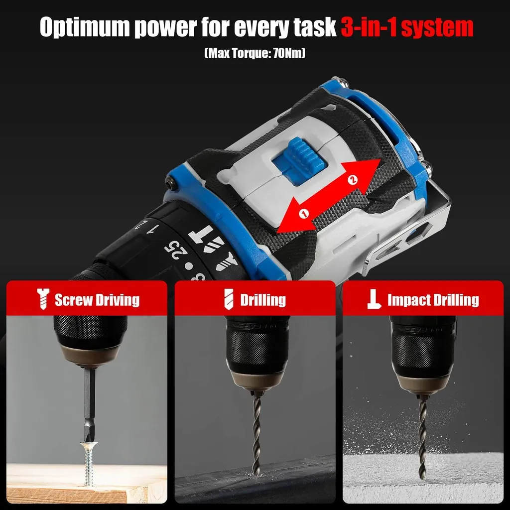 Tournevis électrique brushless à couple variable avec double batterie - 3