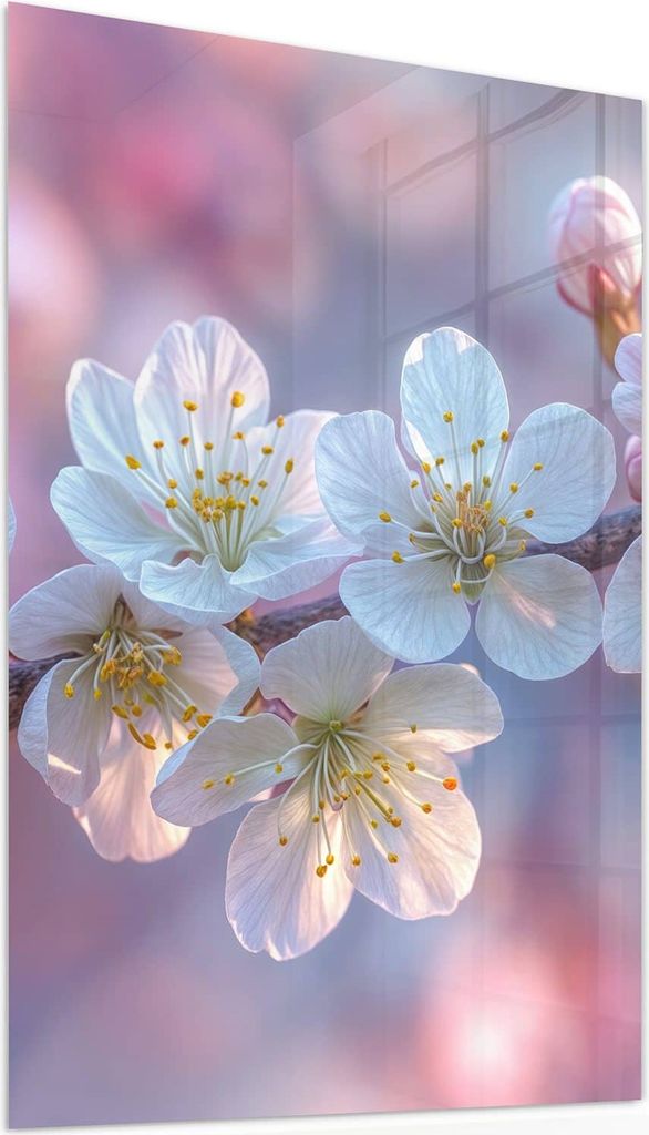 Glasbild 50x75cm in XXL für Wohnzimmer, Schlafzimmer Motiv Blühender Zweig