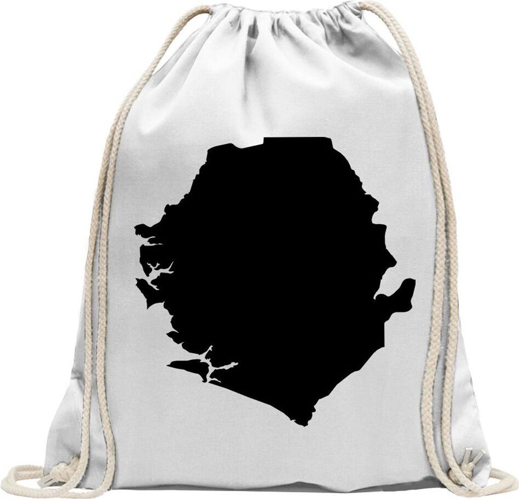 Kiwistar - Turnbeutel - weiss - Sierra Leone Umriss Kontur - Fun Rucksack Sport Beutel Gymsack Baumwolle mit Ziehgurt