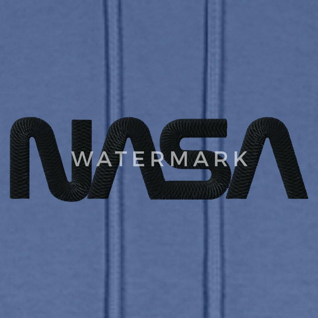 Spreadshirt NASA Logo Schwarz Stick Herren Premium Hoodie, M, Taubenblau