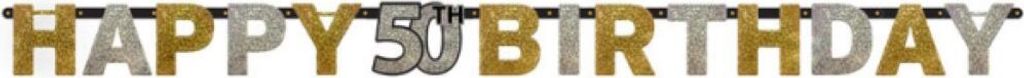 Ghirlanda di lettere Happy Birthday argento/oro glitter 50 Immagine del prodotto 