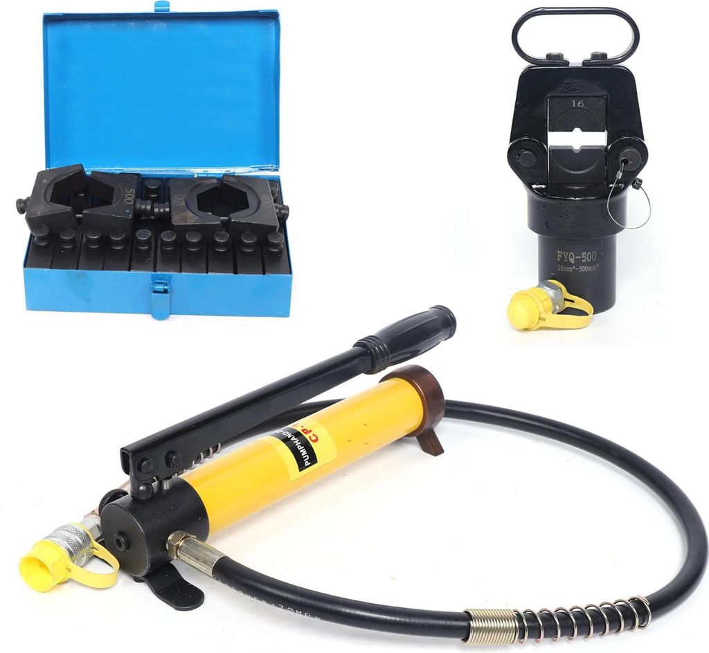 Hydraulisches Kabelschuh-Presswerkzeug - Geteilter Presskopf - 15 t - 13 Matrizen - 16–500 mm² - Hub 22 mm - Kohlenstoffstahl