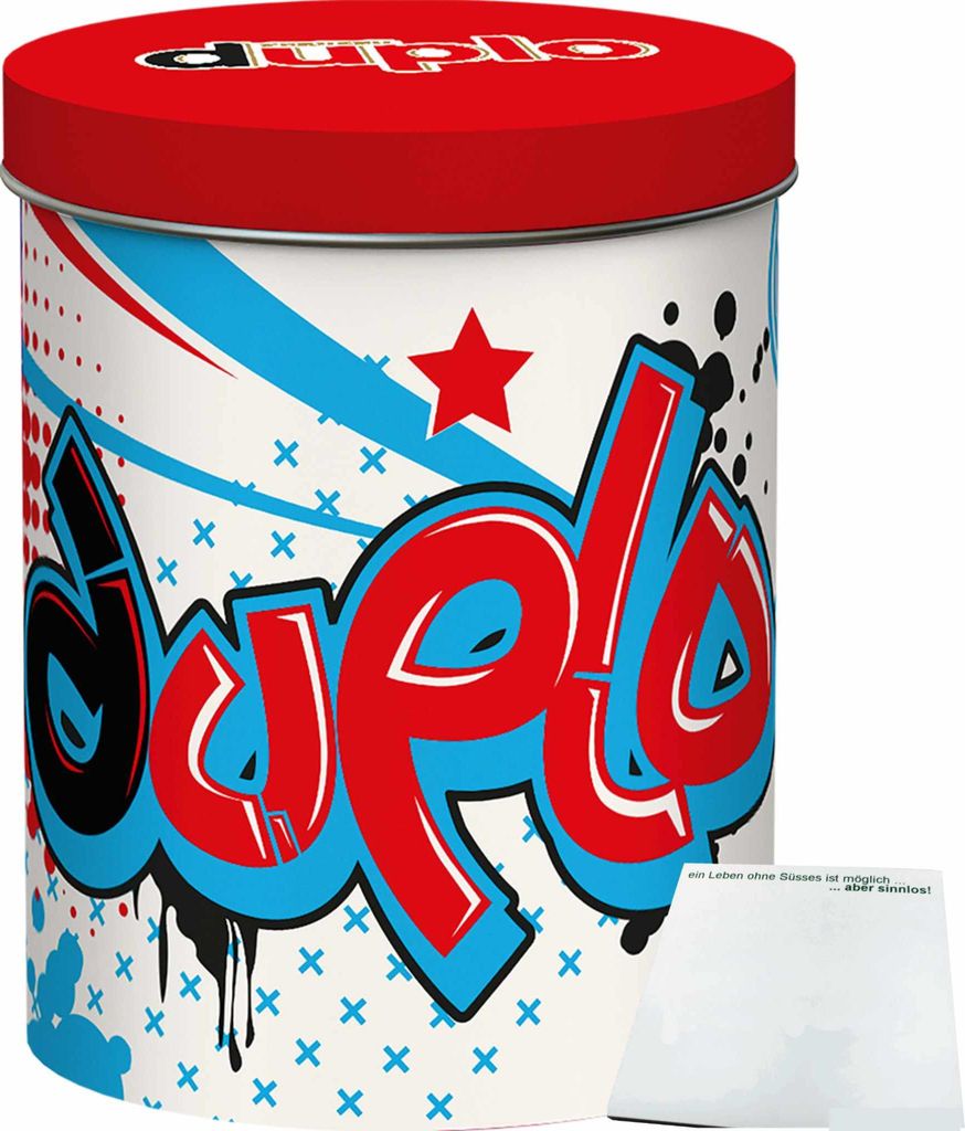 duplo Design Dose mit 24 Riegeln Motiv: Street Style (436,8g Dose) + usy Block