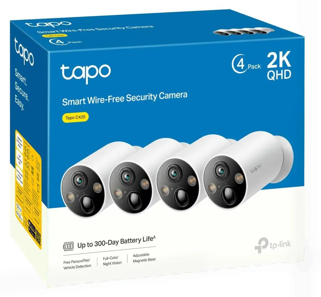 Caméra de surveillance extérieure Wi-Fi Tapo C425 TP-Link Lot de 4 - 2K