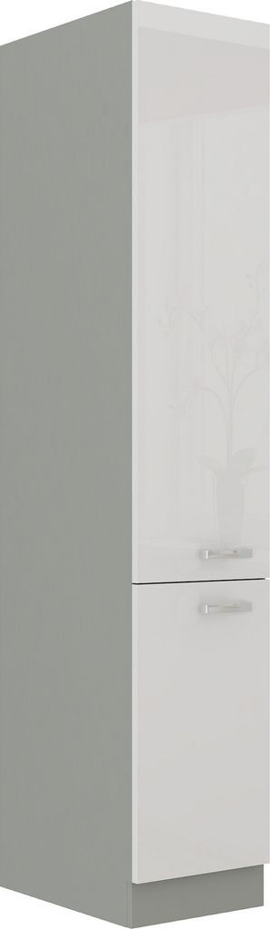 40 cm Küche Bianca Weiß Hochglanz + Grau Küchenzeile Produktbild 1