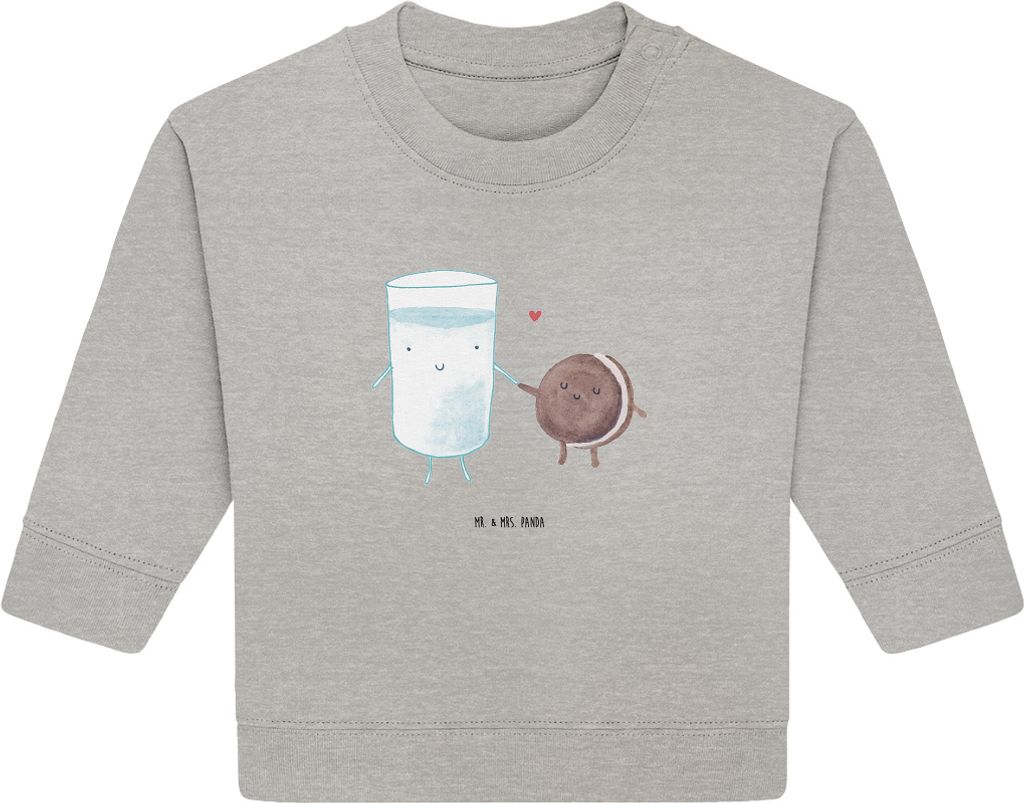 Mr. & Mrs. Panda Organic Baby Pullover Milch Keks 24. - 36. Monat - Heather Grey - Geschenk, Kaffee, Cookie, Einladung Frühstück, Lustige Sprüch...