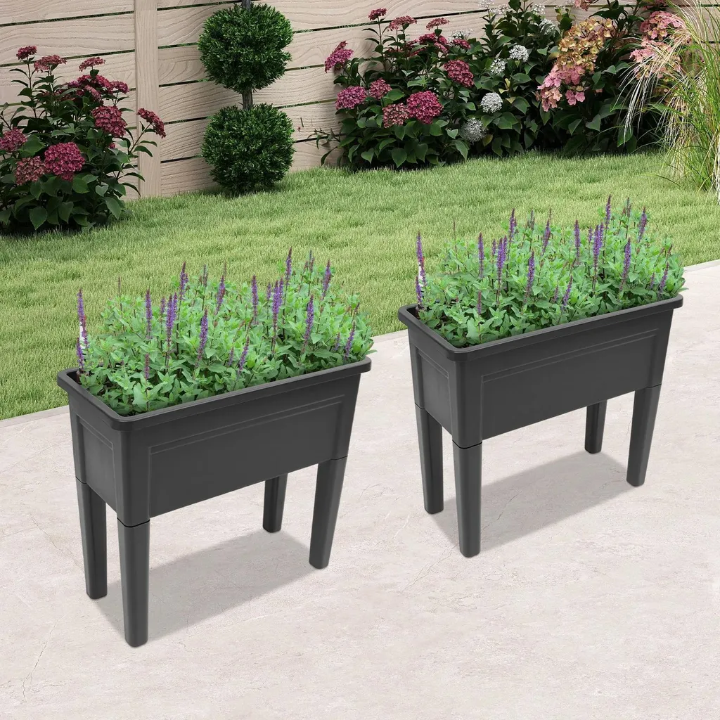 Jardinière rectangulaire pour balcon et terrasse lot de 2 bacs extérieurs - 4