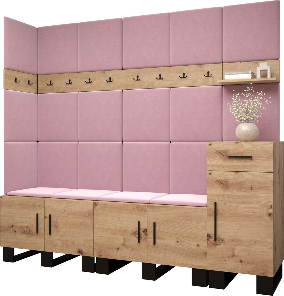 Garderobe ARTIN Set 9 mit gepolsterten Paneelen Industrial Design