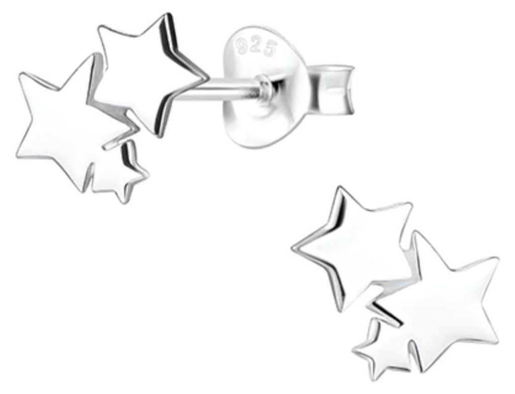 Ohrstecker 3 Sterne: Ohrringe Silber 925 Produktbild 
