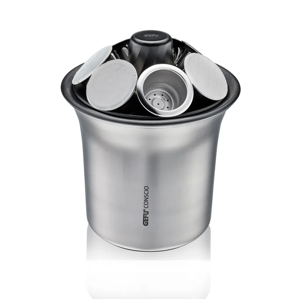Collecteur de Capsules de Café Conscio Gefu en Inox pour Plan de Travail