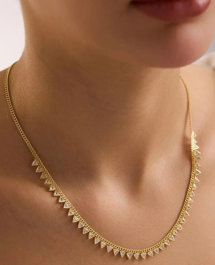 Collier femme en argent plaqué or et pendentif triangle géométrique